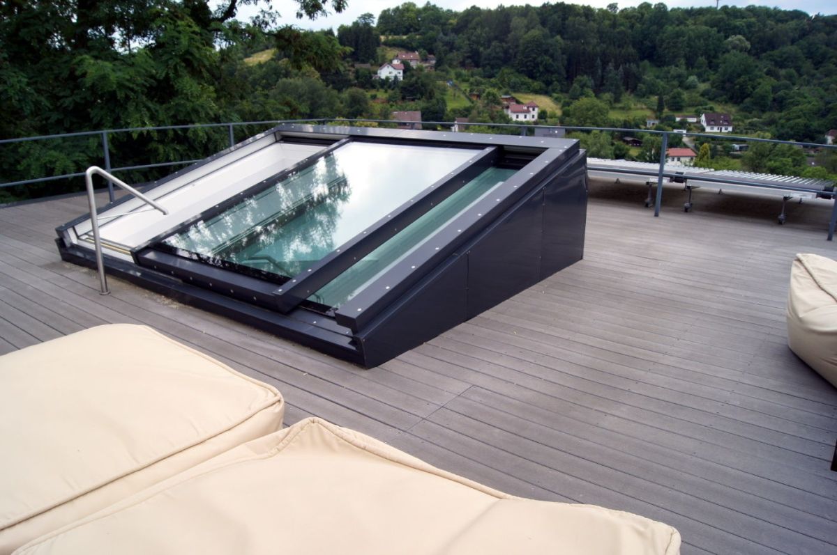 Dachschiebefenster auf Flachdach Ansicht außen
