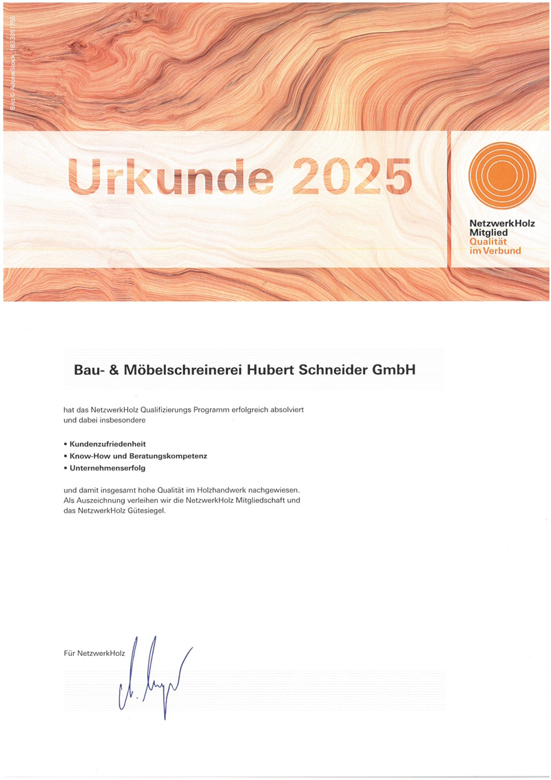 Urkunde Netzwerk Holz